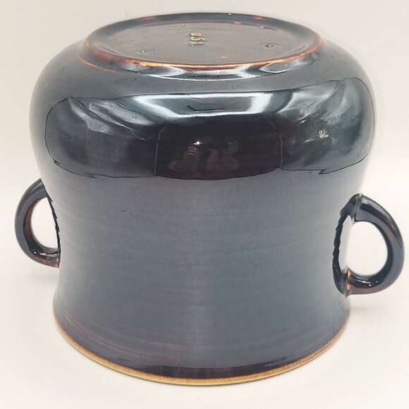 Red Wing Pottery USA Vintage 1960s Dark Brown Bean Pot Two Handle Crock 5.5" H - Picture 6 of 9